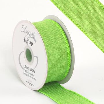 Eleganza Wired Edge Burlap 38mm x 10m Citrus Green No.14 - Ribbons